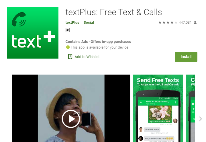 Text Plus App to get virtual mobile number